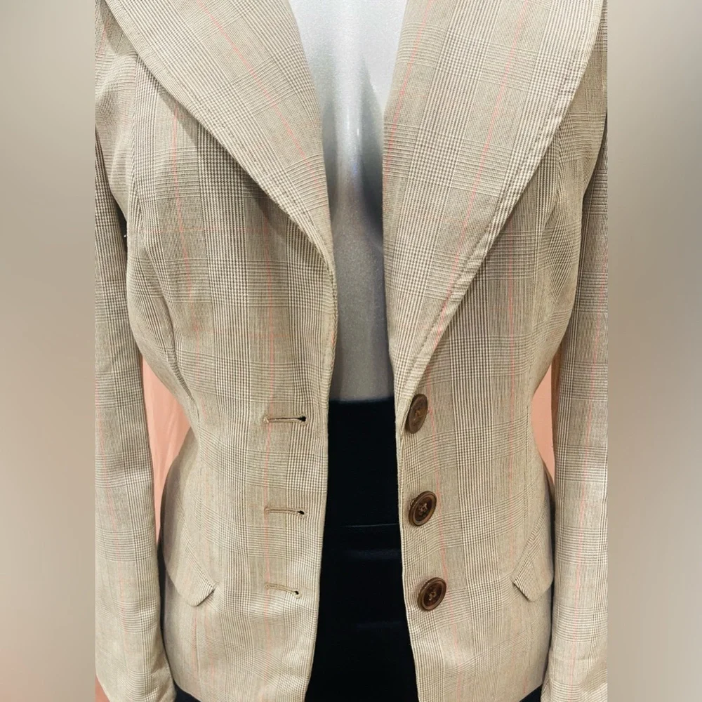 bebe Taupe Tailored Blazer with Puff Shoulders - Picture 3 of 3